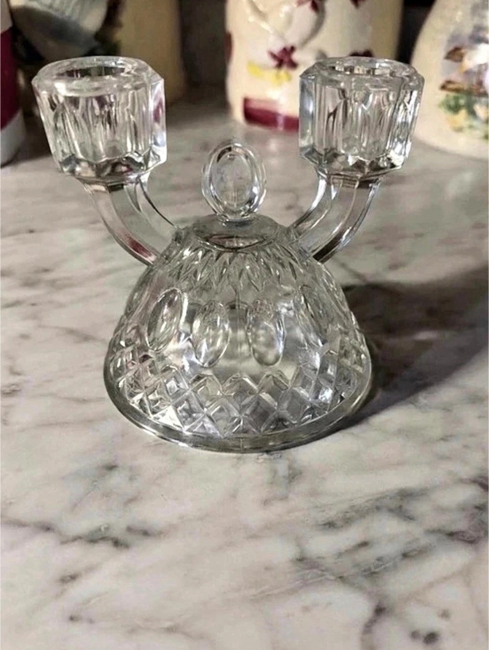 Clear Glass Double Candle Holder